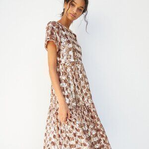 Anthropologie Gold Sequined  Midi Dress